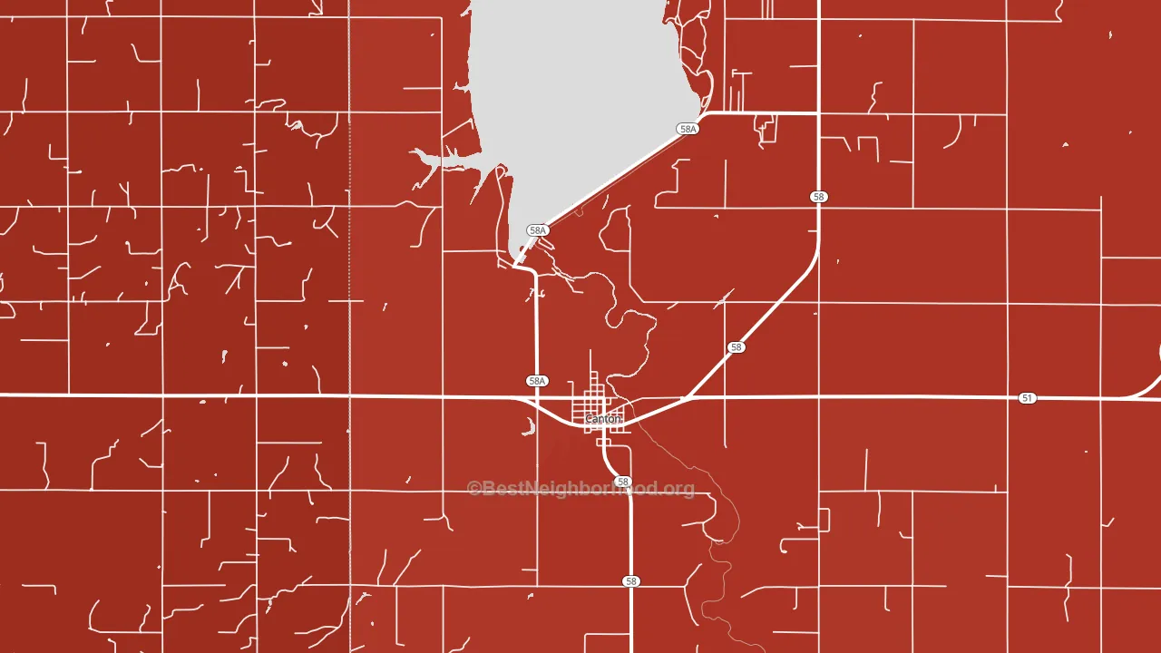Canton, OK block-group political-lean map