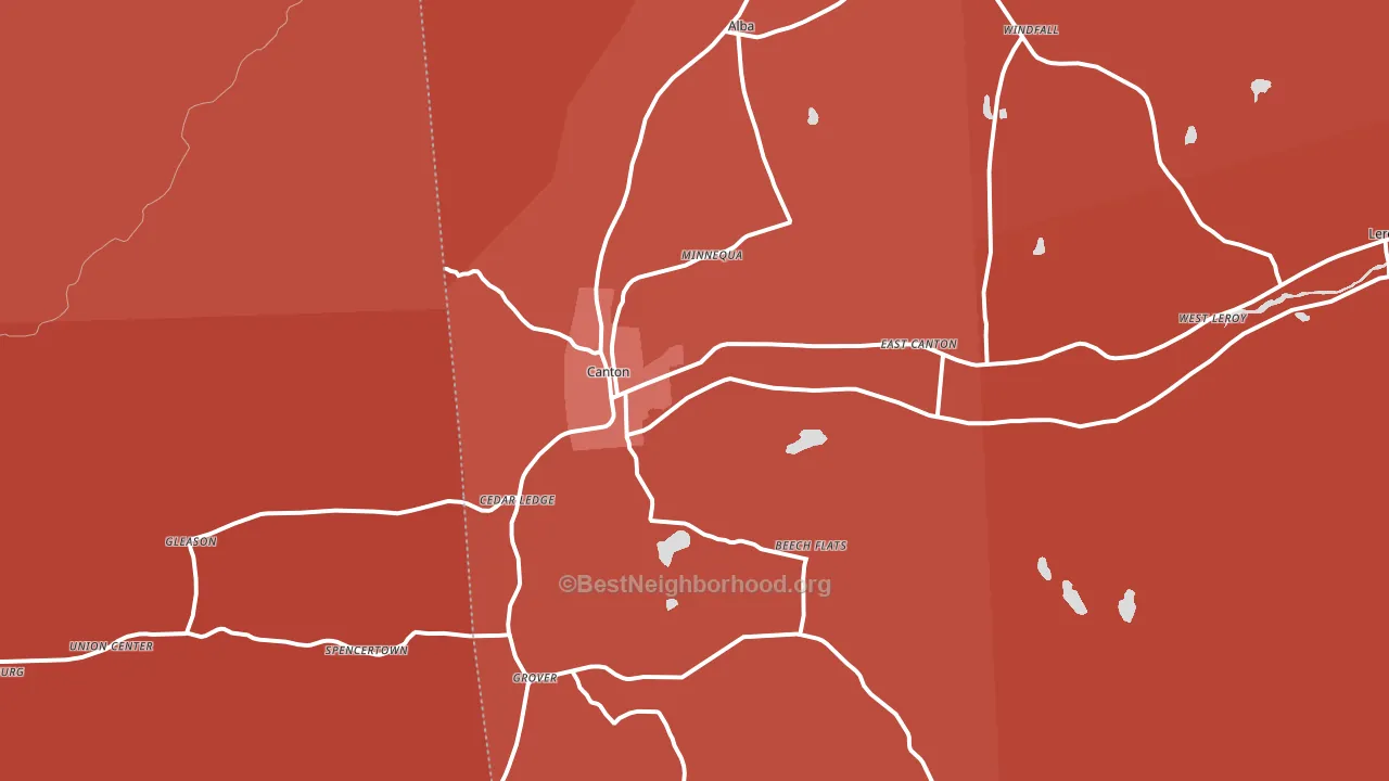 Canton, PA block-group political-lean map