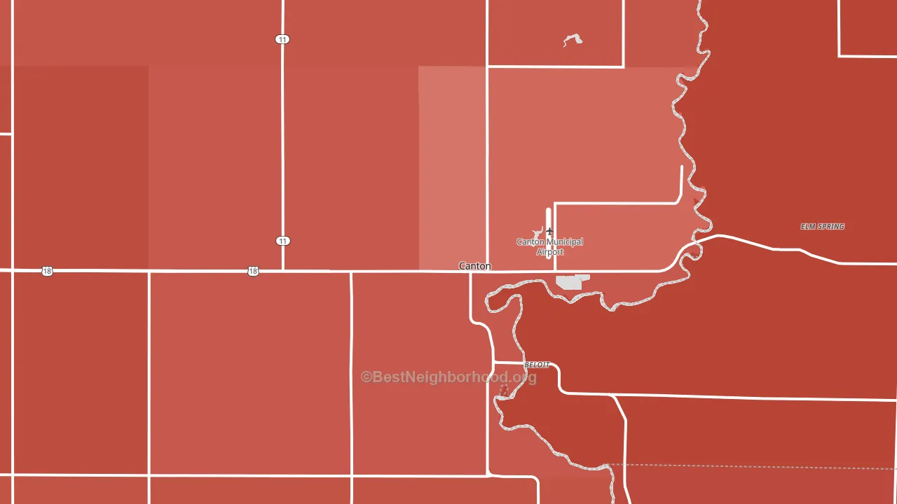 Canton, SD block-group political-lean map