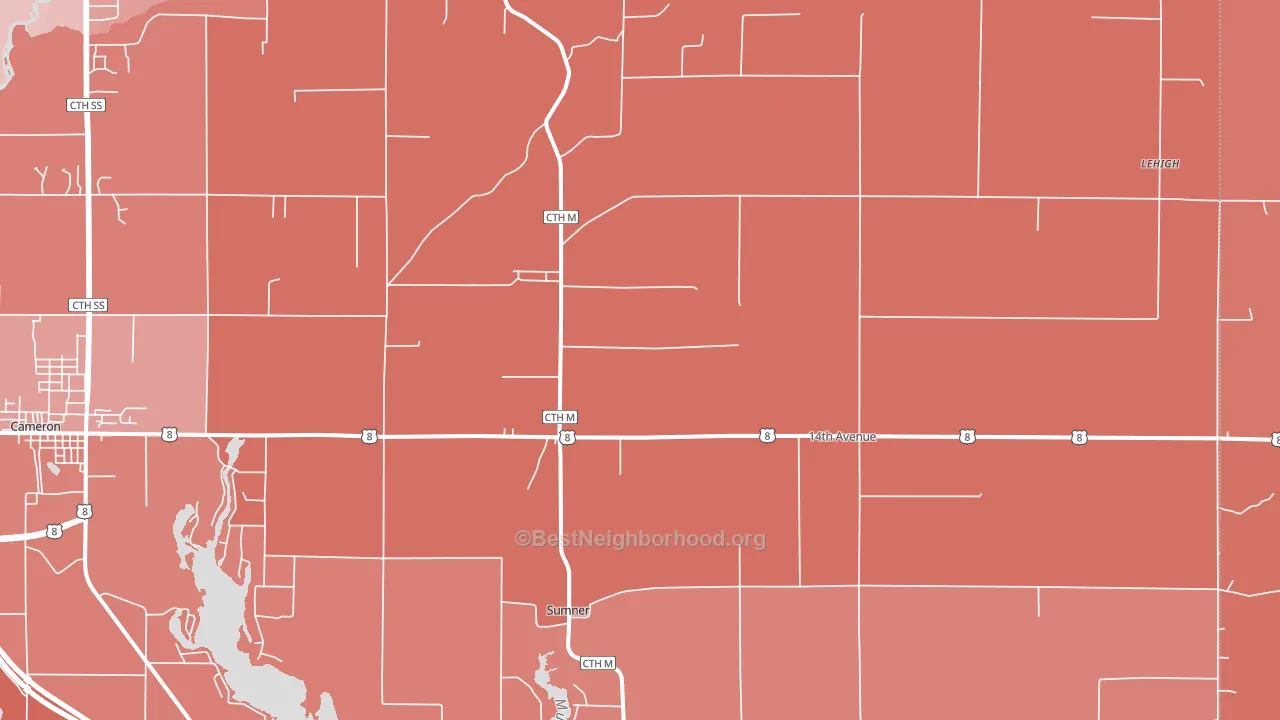 Canton, WI block-group political-lean map
