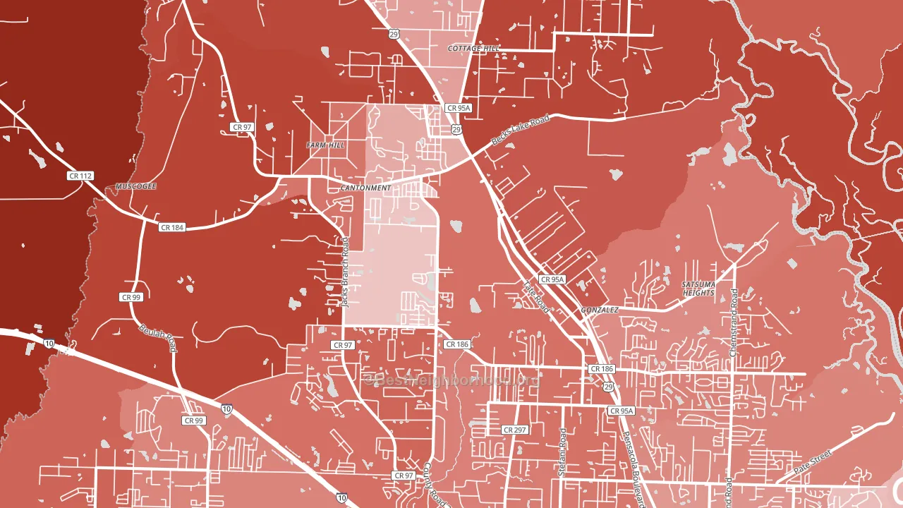 Cantonment, FL block-group political-lean map