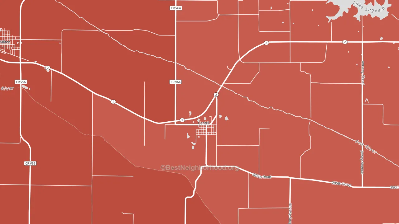 Cantril, IA block-group political-lean map