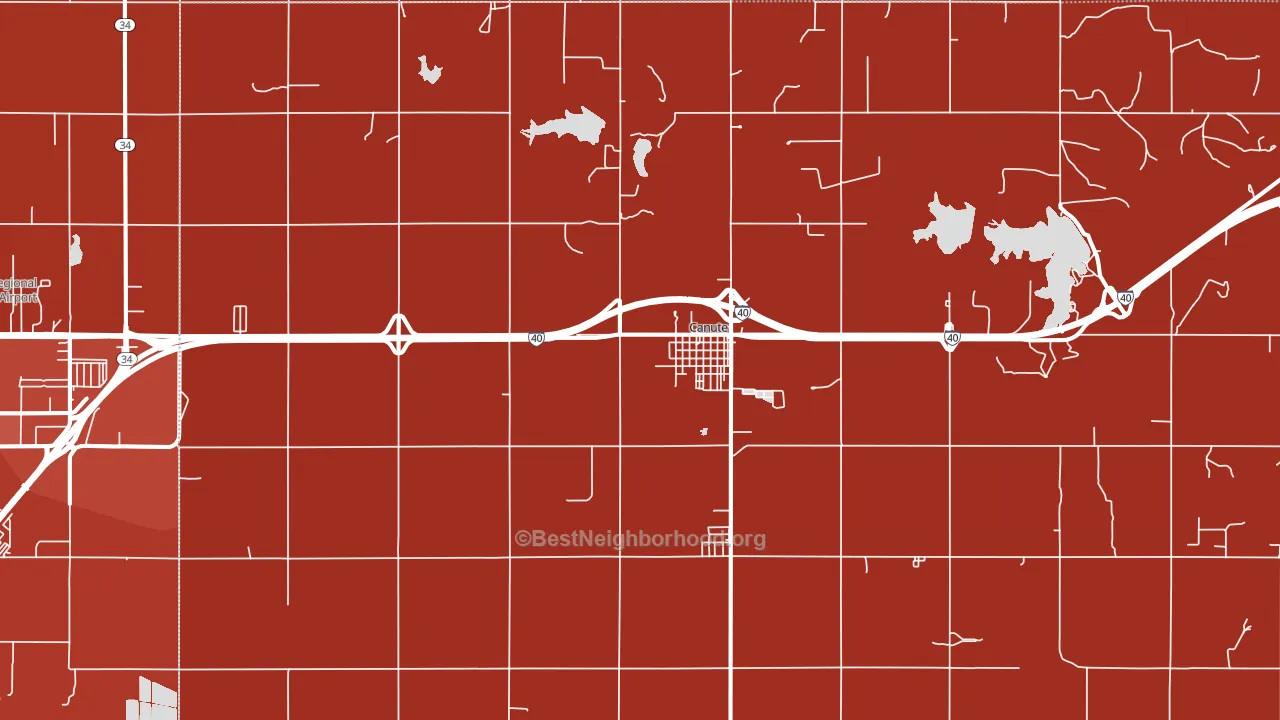 Canute, OK block-group political-lean map