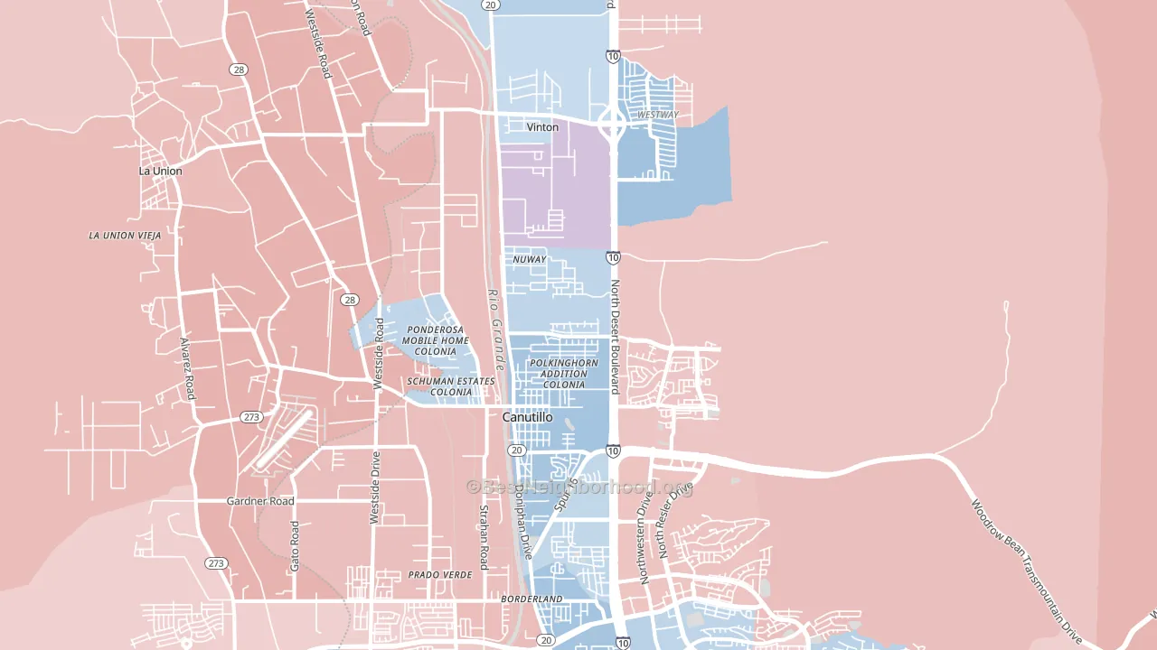 Canutillo, TX block-group political-lean map