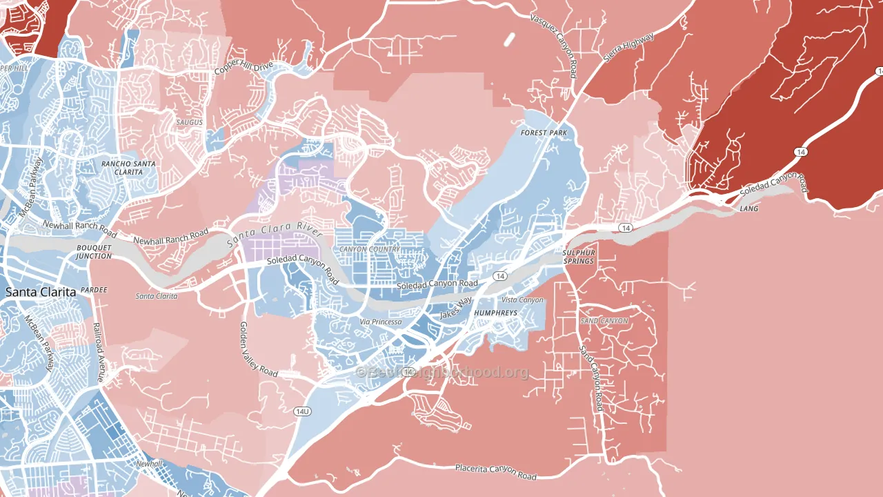 Canyon Country, CA block-group political-lean map