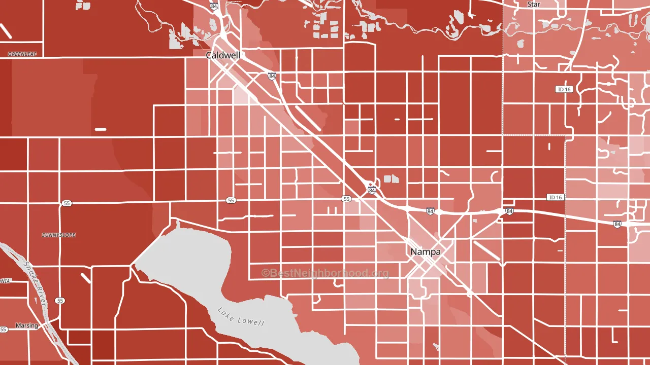 Canyon County, ID block-group political-lean map