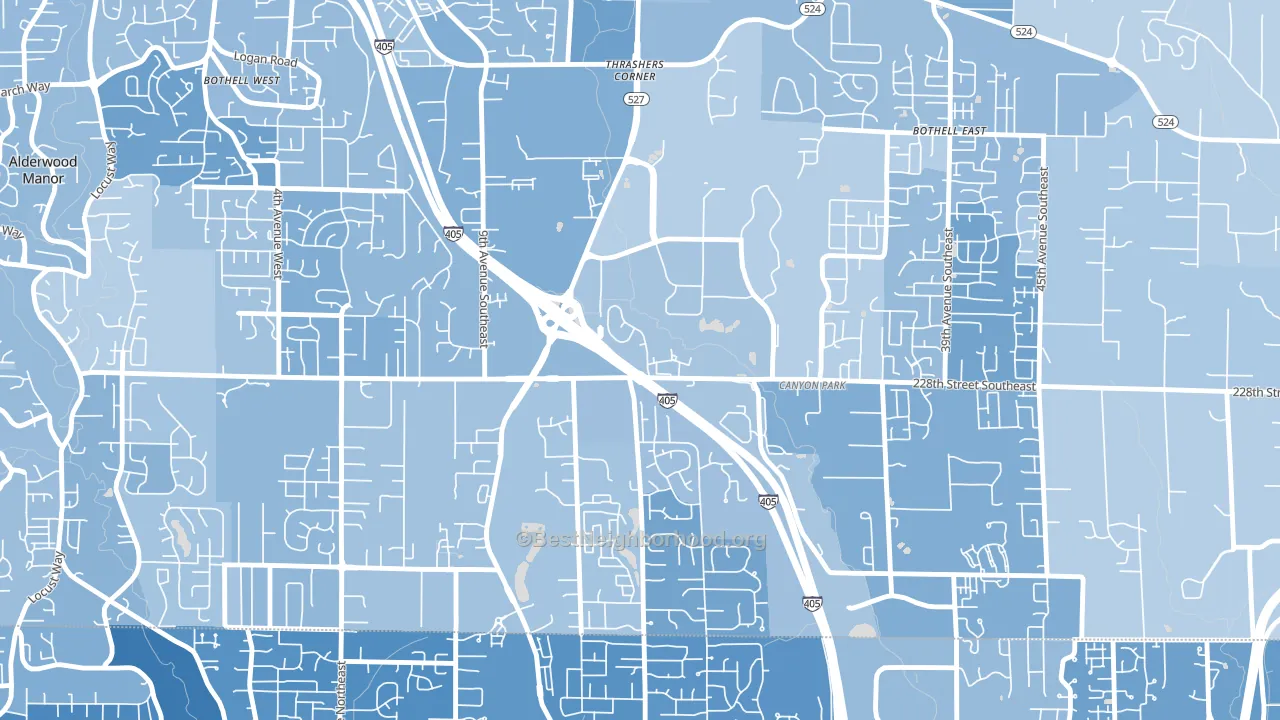 Canyon Park, Bothell, WA block-group political-lean map