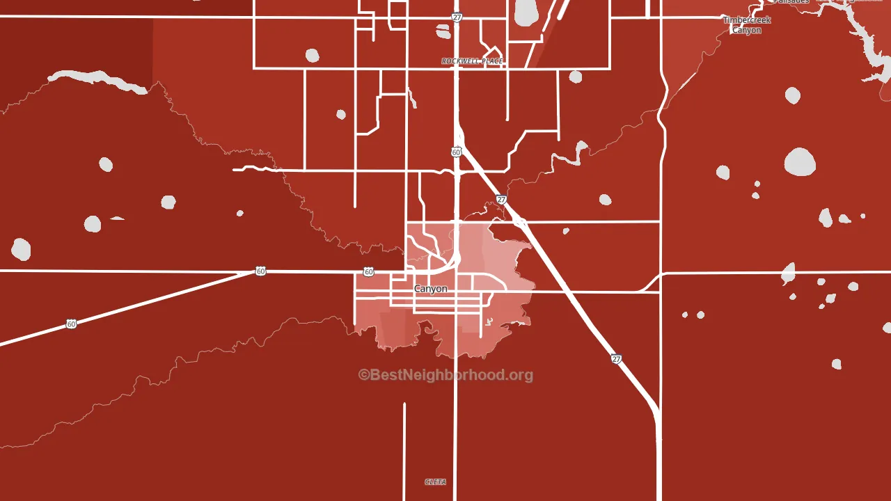 Canyon, TX block-group political-lean map