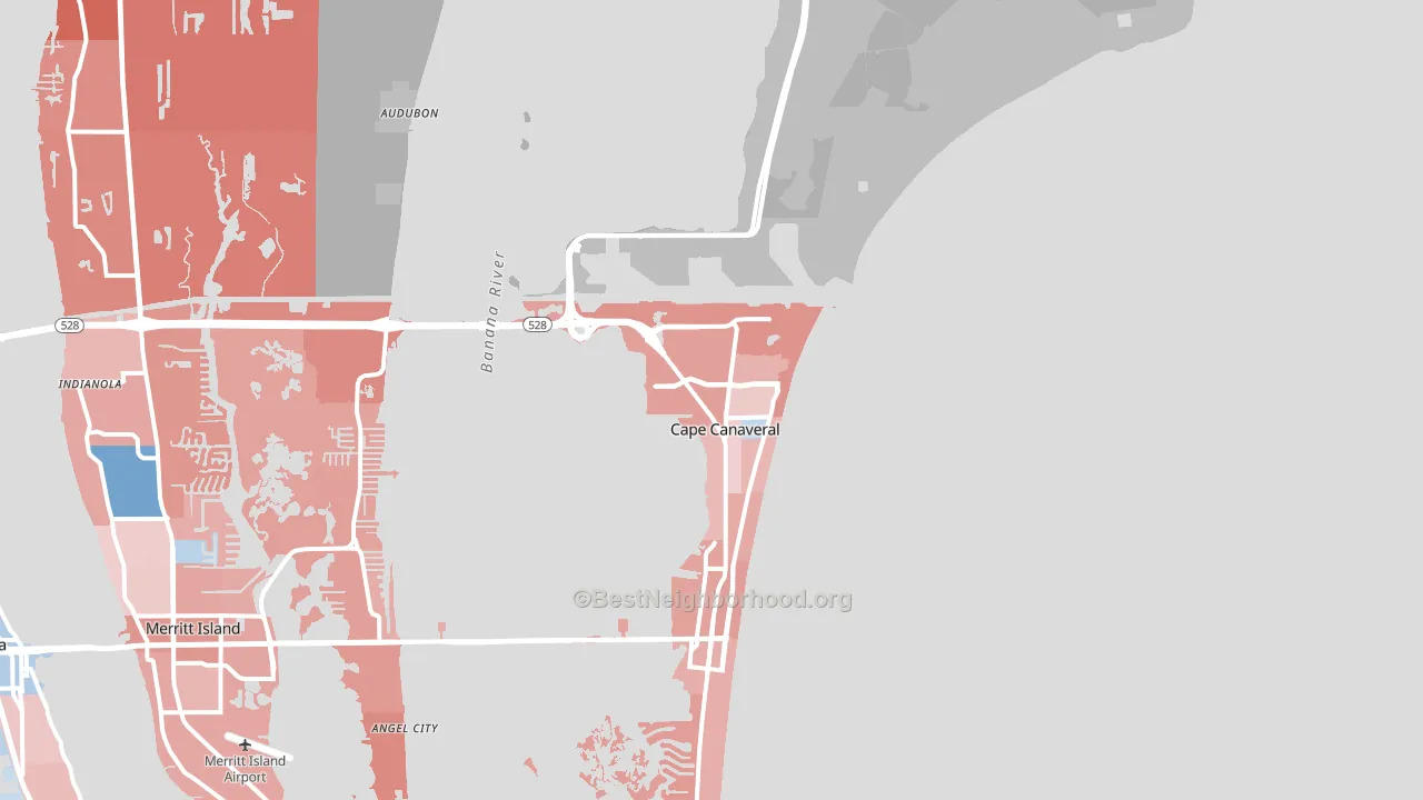 Cape Canaveral, FL block-group political-lean map