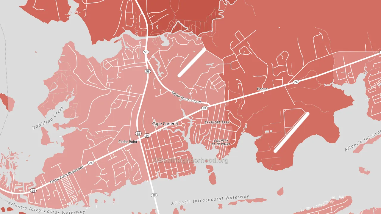 Cape Carteret, NC block-group political-lean map