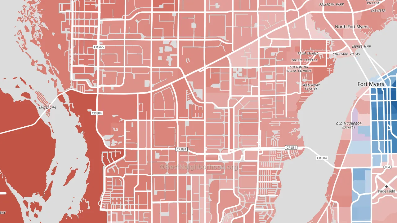 Cape Coral, FL block-group political-lean map
