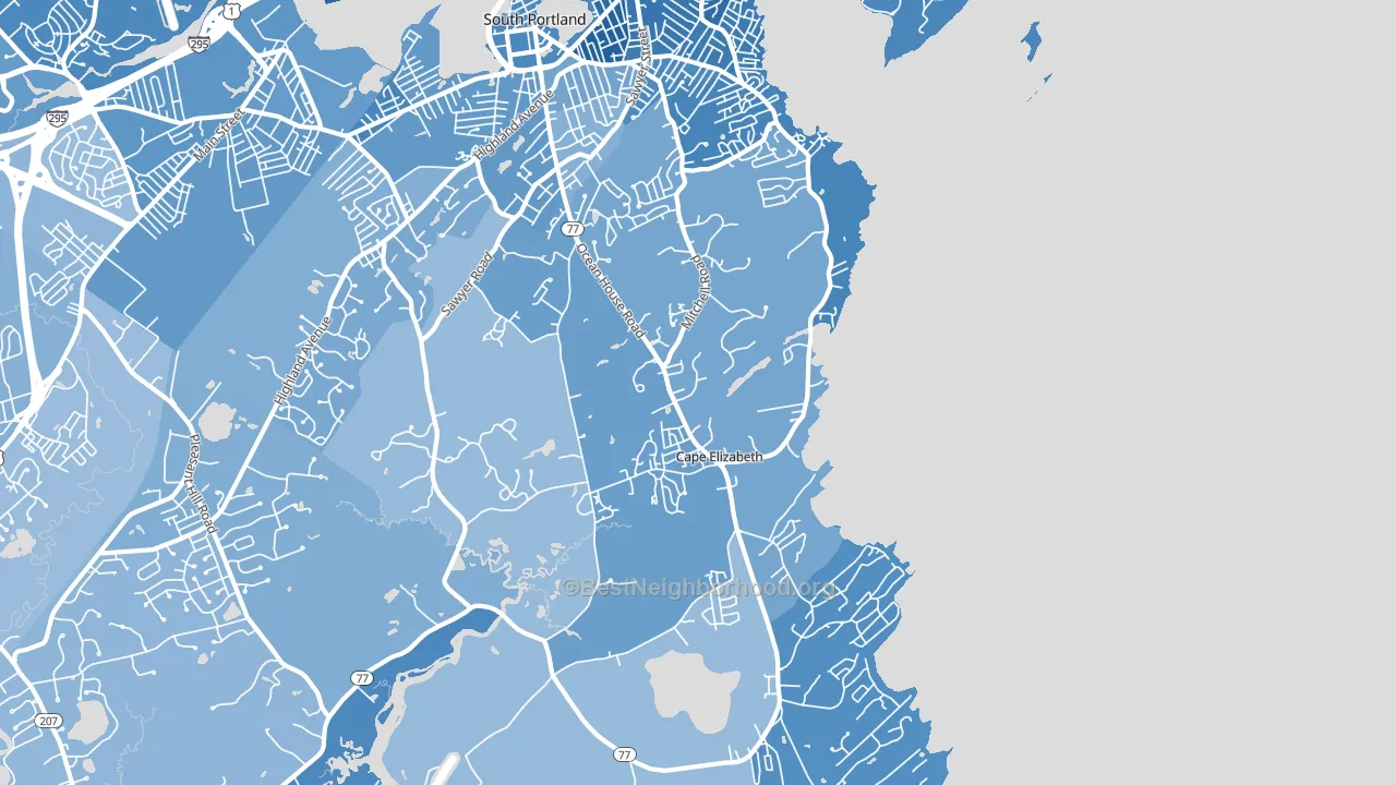 Cape Elizabeth, ME block-group political-lean map