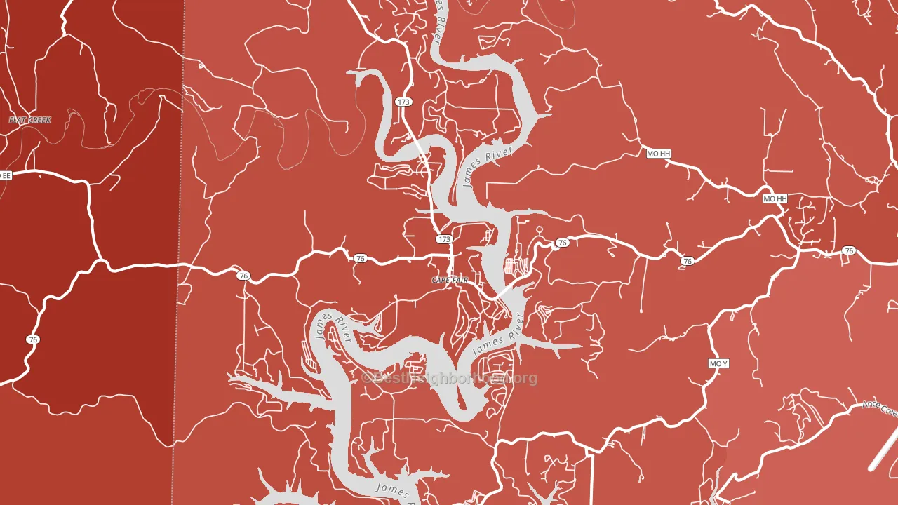 Cape Fair, MO block-group political-lean map