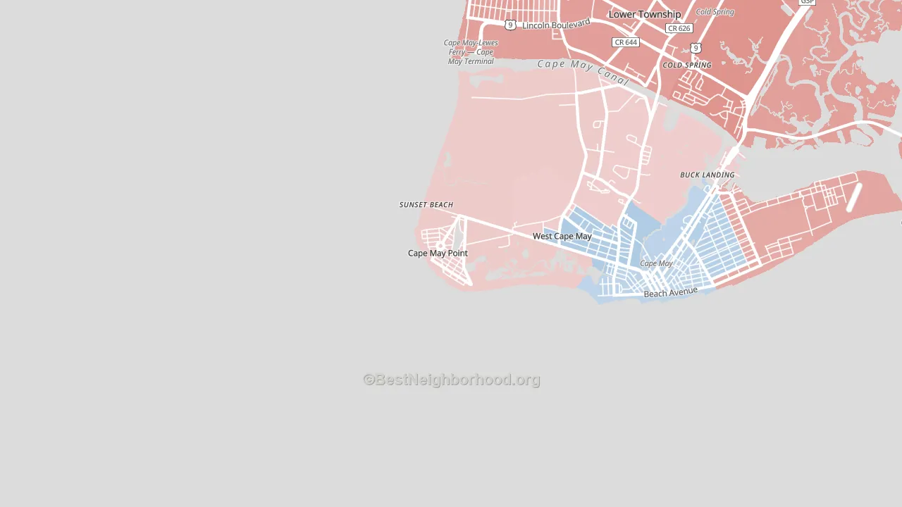 Cape May Point, NJ block-group political-lean map