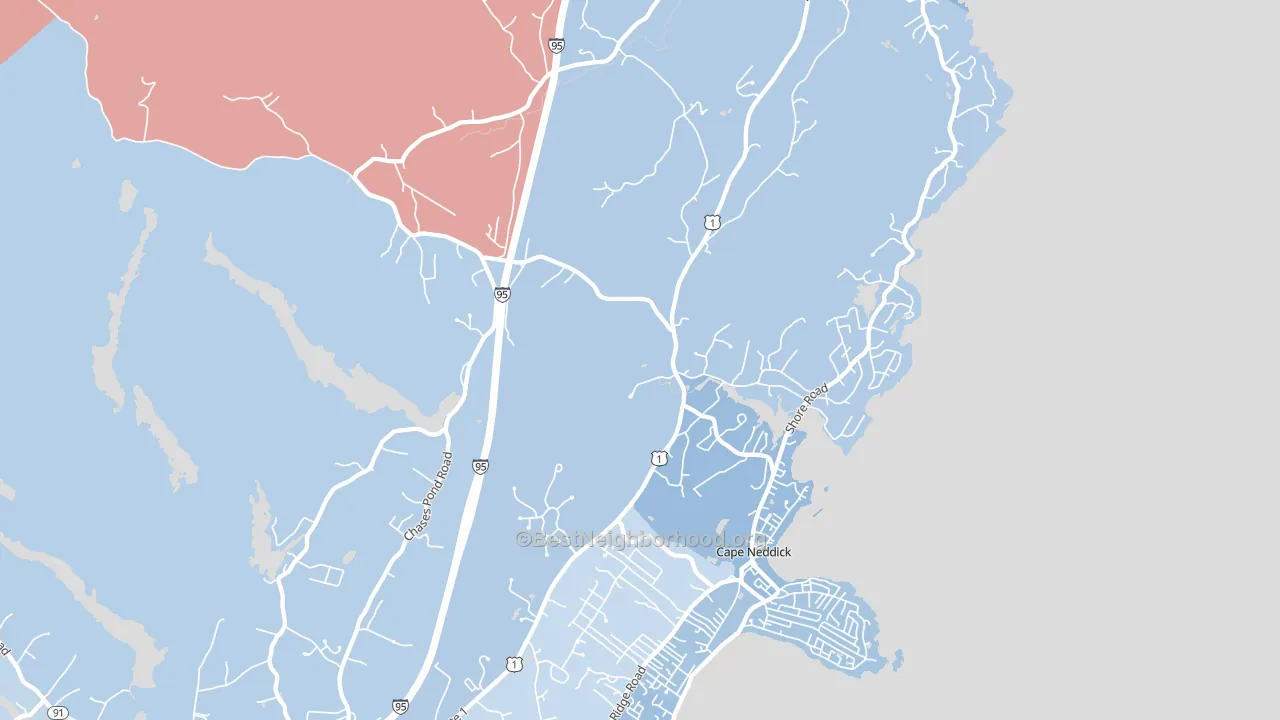 Cape Neddick, ME block-group political-lean map