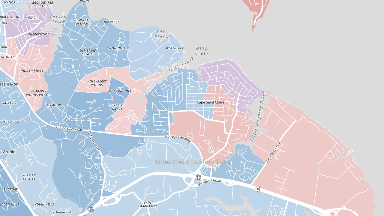 Cape St. Claire, MD block-group political-lean map