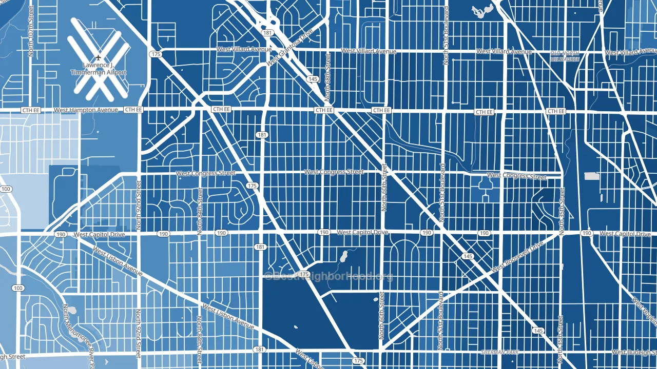 Capitol Heights, Milwaukee, WI block-group political-lean map