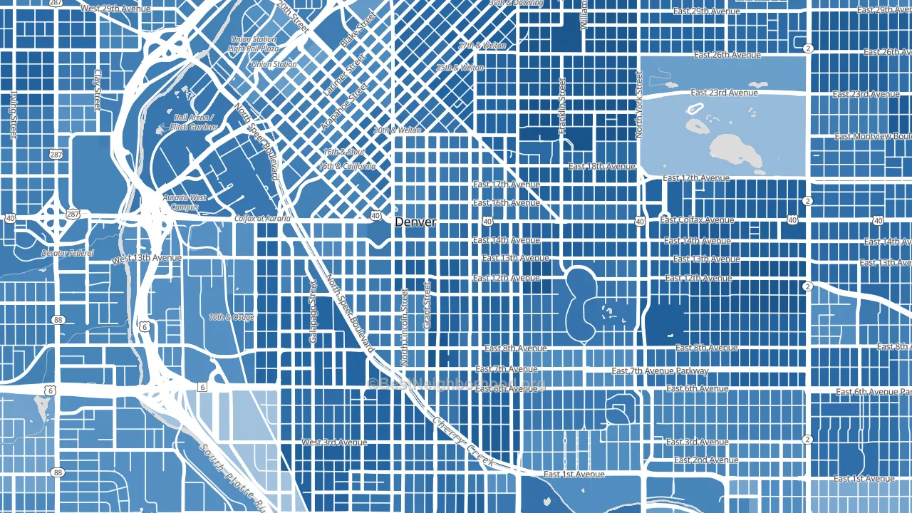 Capitol Hill, Denver, CO block-group political-lean map
