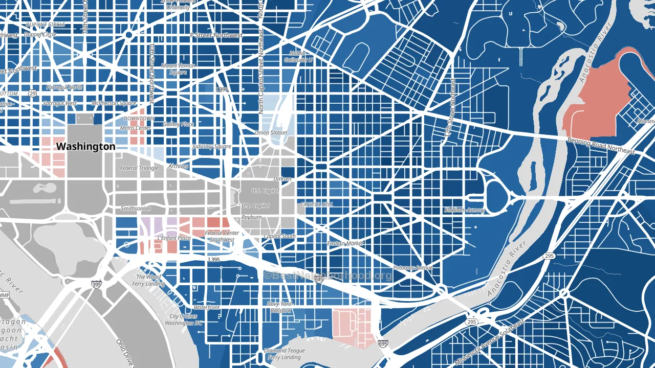 Capitol Hill, Washington, DC block-group political-lean map