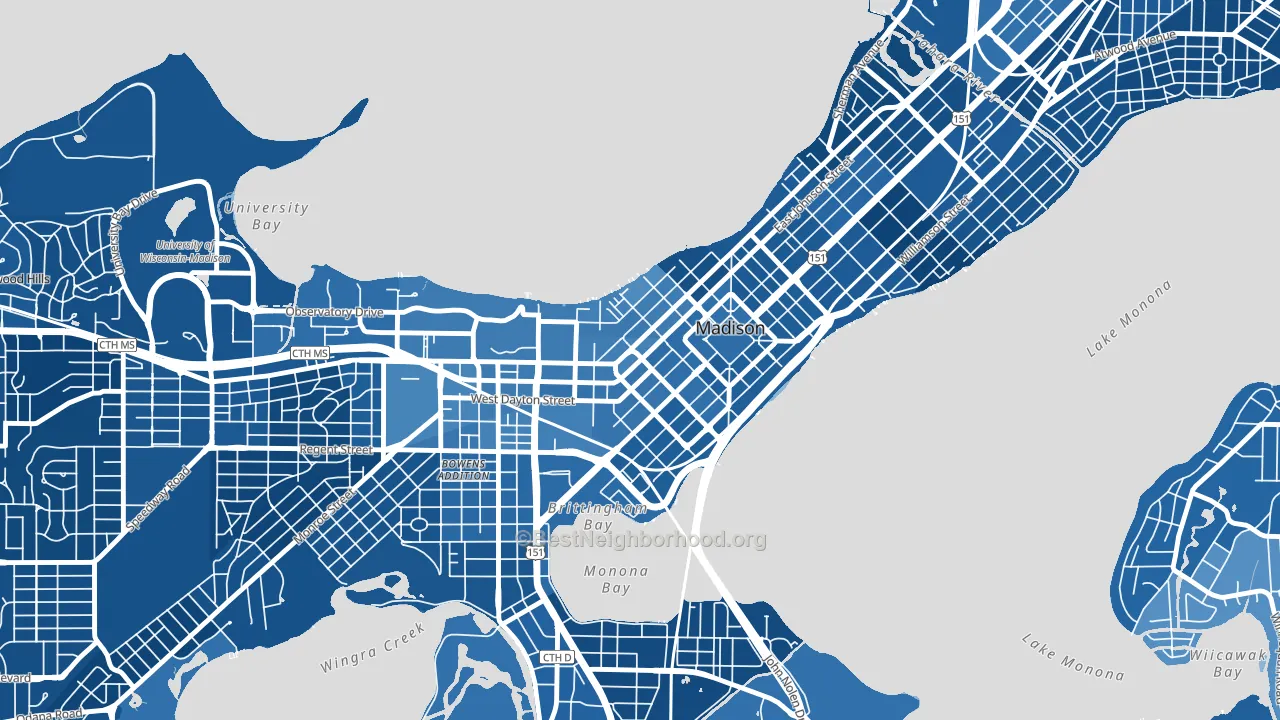 Capitol, Madison, WI block-group political-lean map