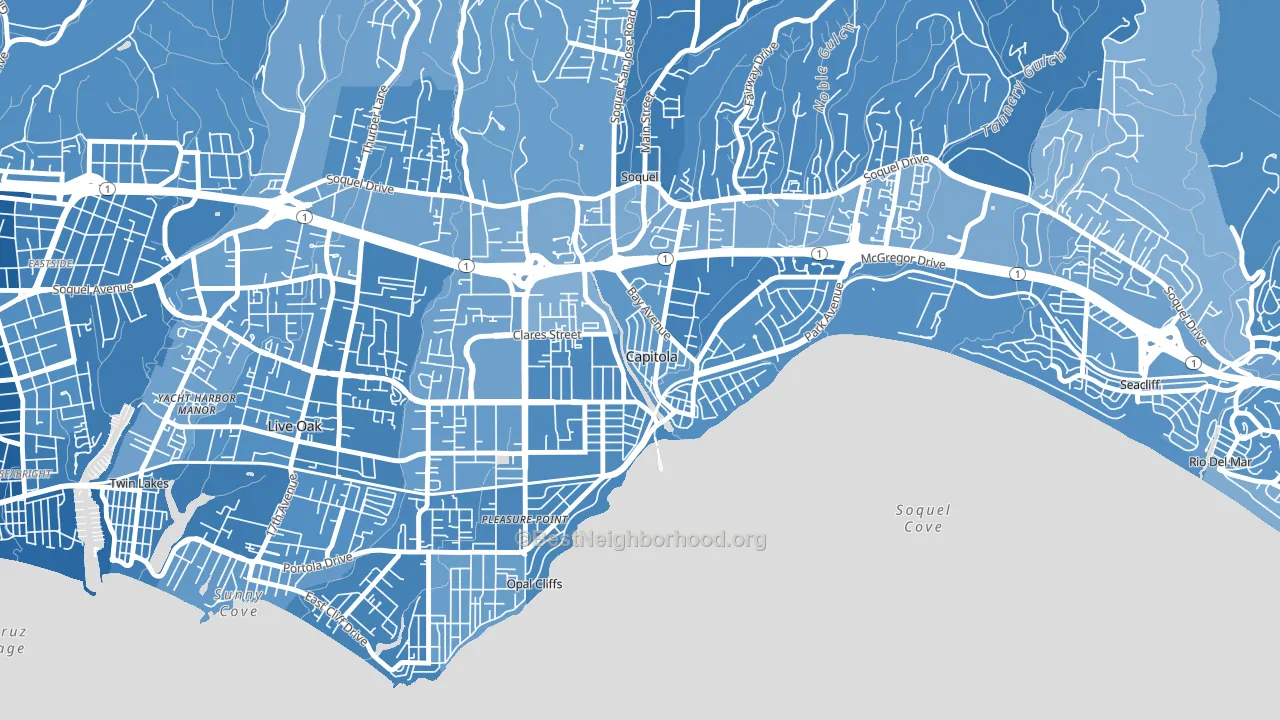 Capitola, CA block-group political-lean map