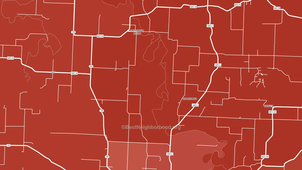 Caplinger Mills, MO block-group political-lean map