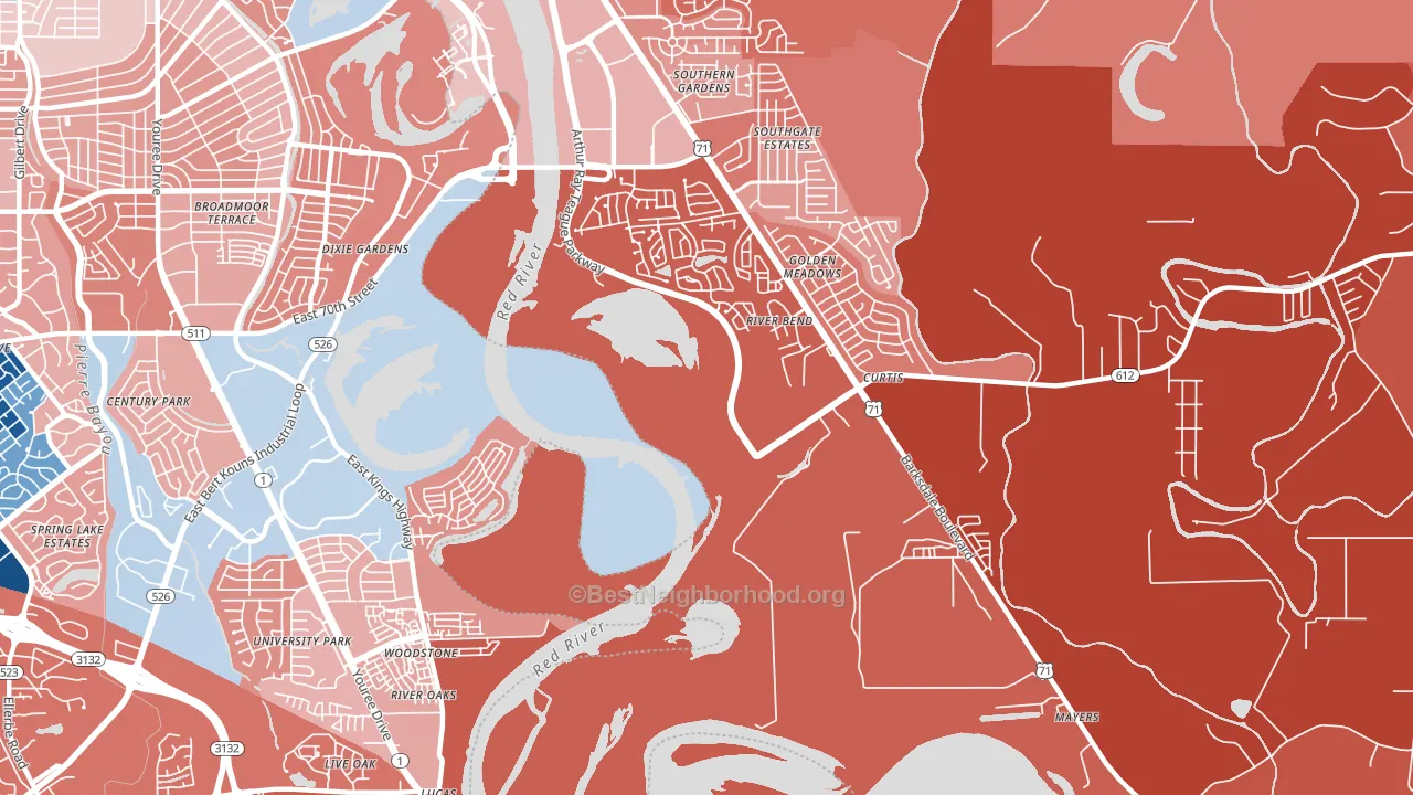 Caplis, LA block-group political-lean map
