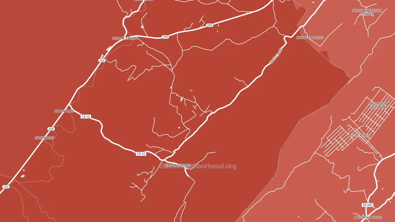 Capon Springs, WV block-group political-lean map