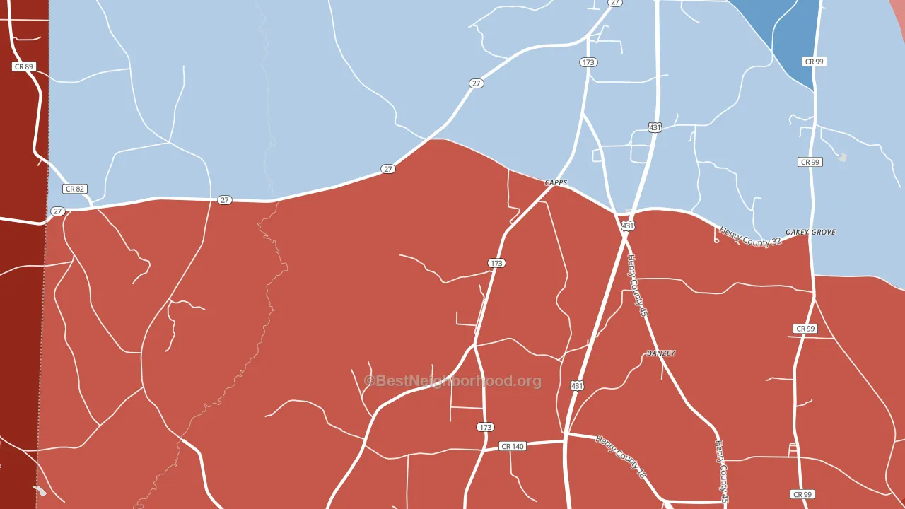 Capps, AL block-group political-lean map