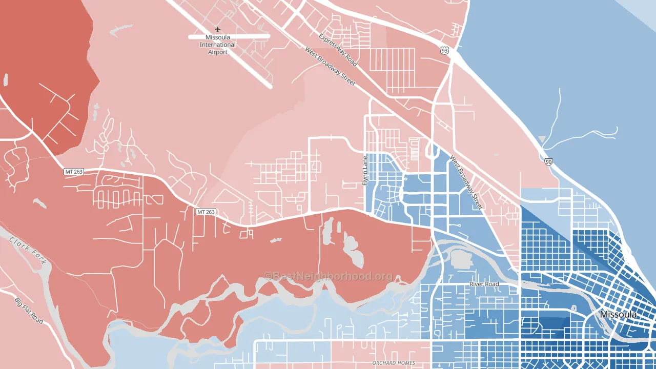 Captain John Mullan, Missoula, MT block-group political-lean map