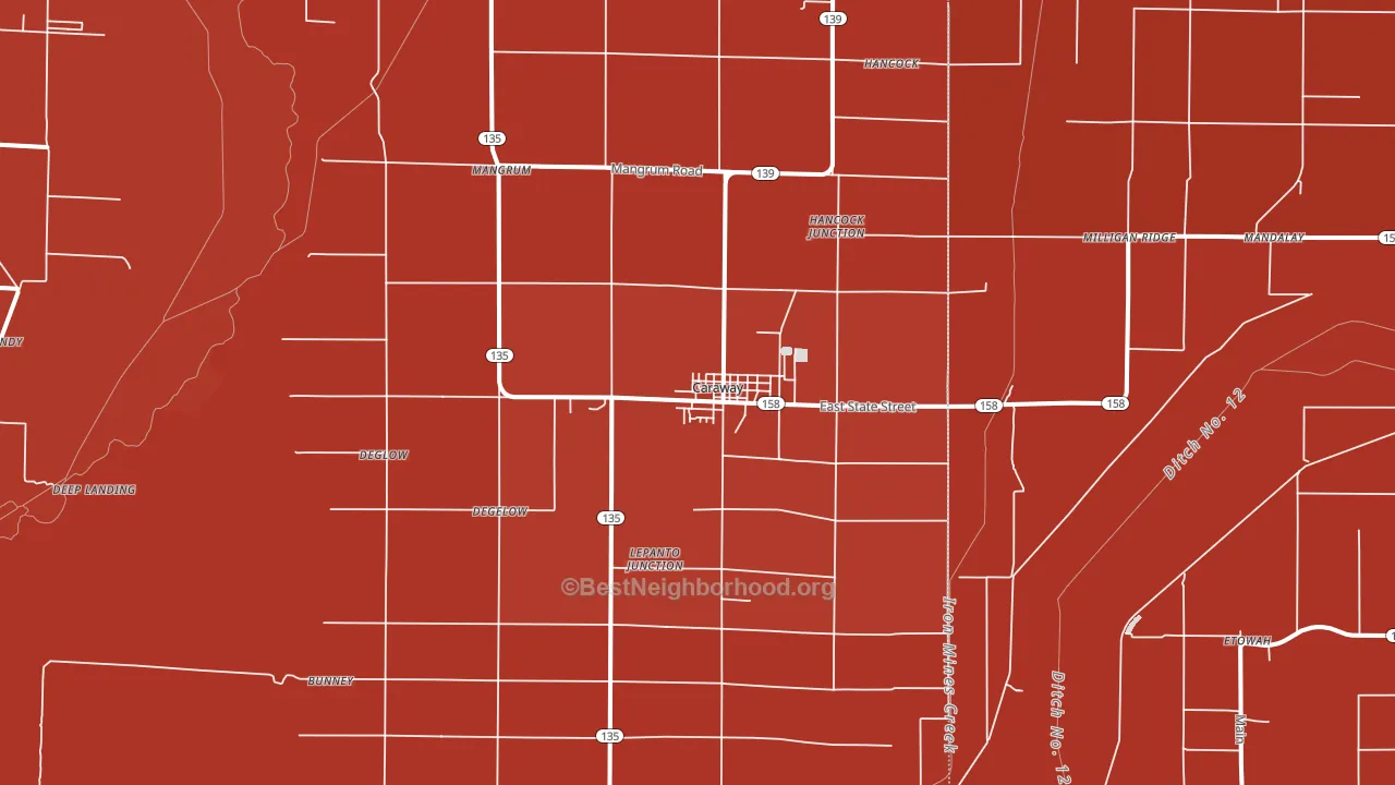 Caraway, AR block-group political-lean map
