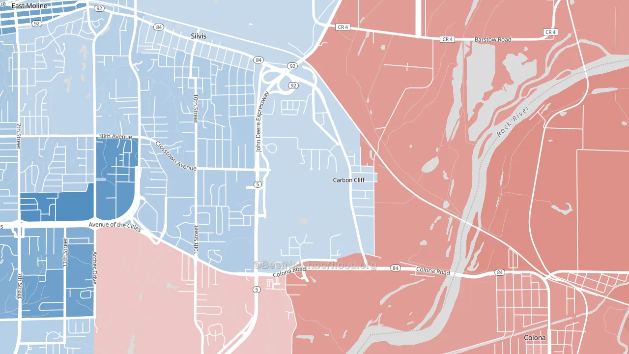 Carbon Cliff, IL block-group political-lean map