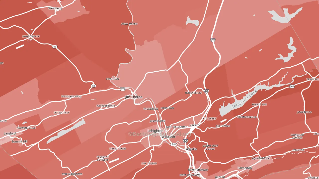 Carbon County, PA block-group political-lean map