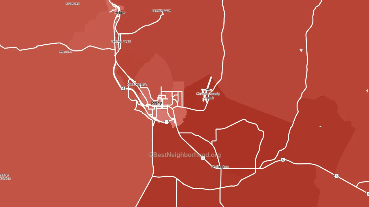 Carbon County, UT block-group political-lean map
