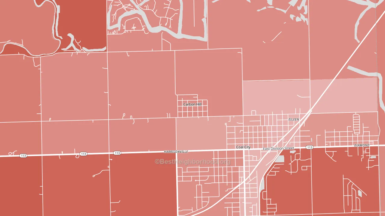 Carbon Hill, IL block-group political-lean map