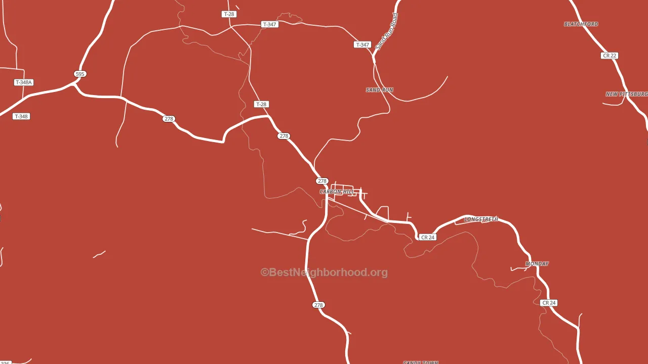 Carbon Hill, OH block-group political-lean map