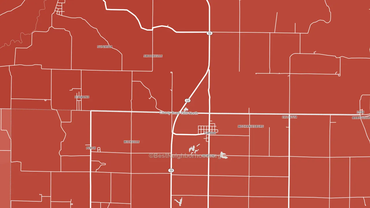 Carbon, IN block-group political-lean map