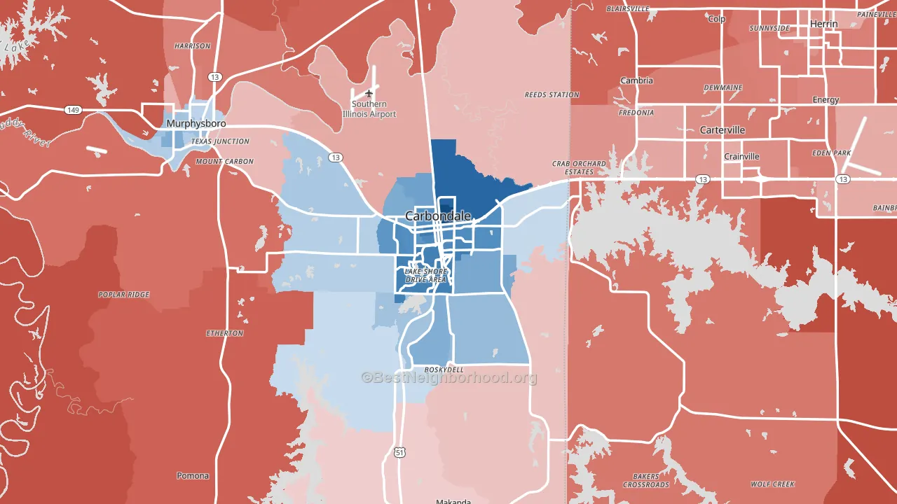 Carbondale, IL block-group political-lean map