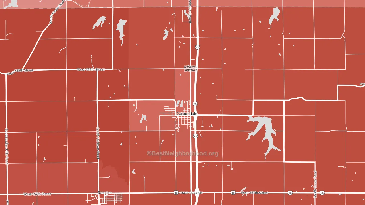 Carbondale, KS block-group political-lean map
