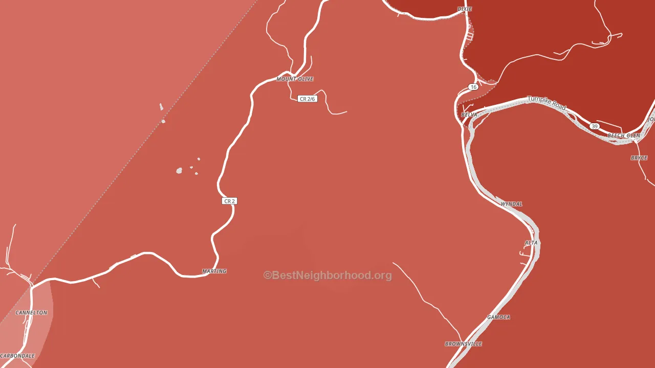 Carbondale, WV block-group political-lean map