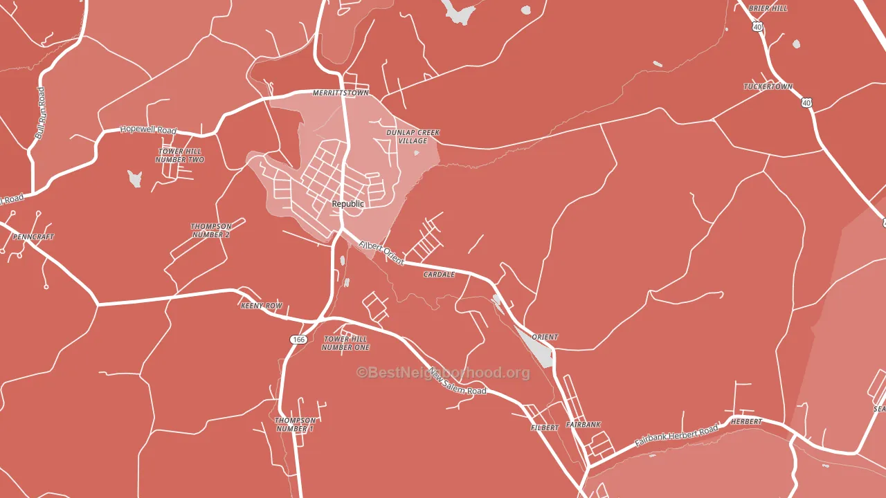 Cardale, PA block-group political-lean map