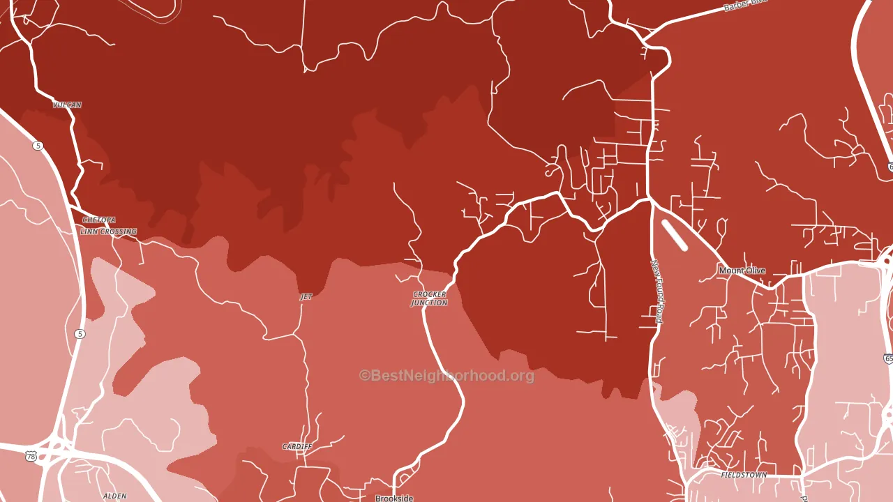 Cardiff, AL block-group political-lean map