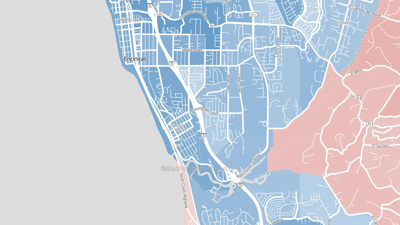 Cardiff By The Sea, CA block-group political-lean map