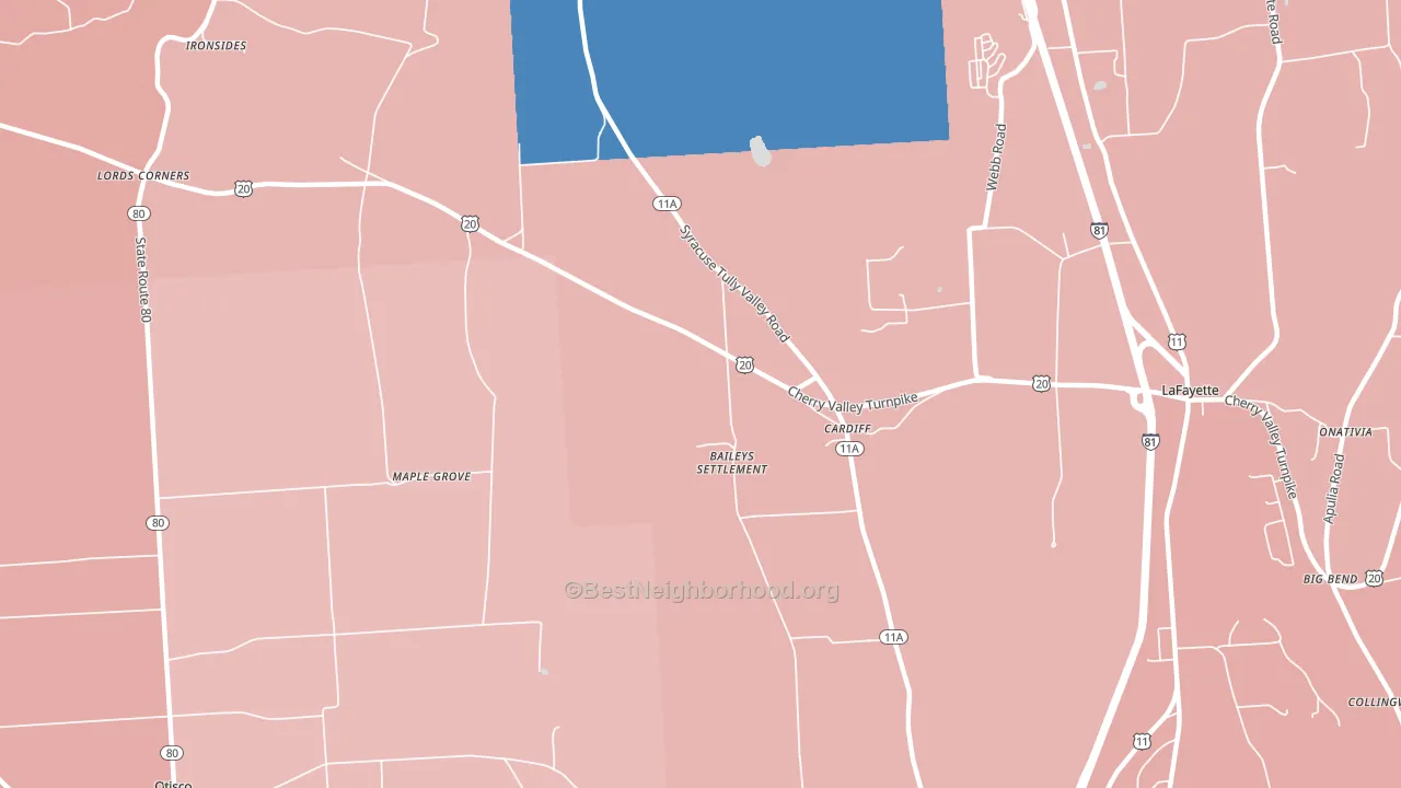 Cardiff, NY block-group political-lean map
