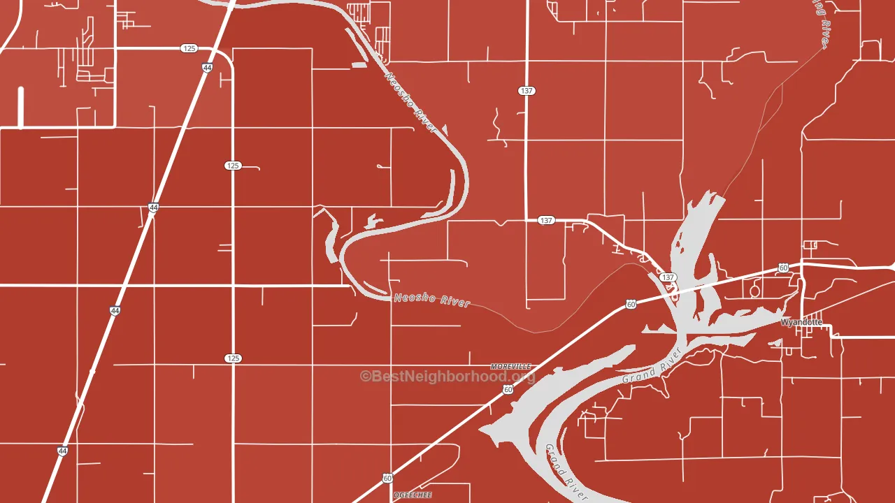 Cardin, OK block-group political-lean map