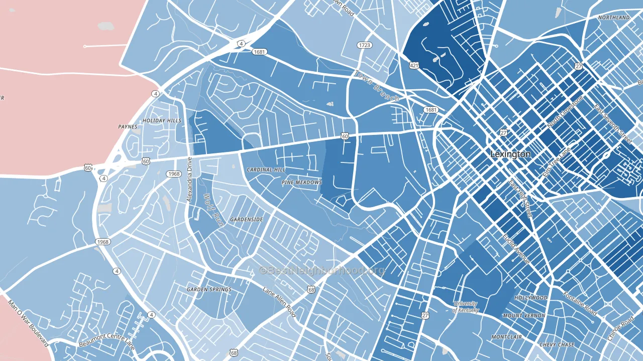 Cardinal Hill-Pine Meadow, Lexington, KY block-group political-lean map