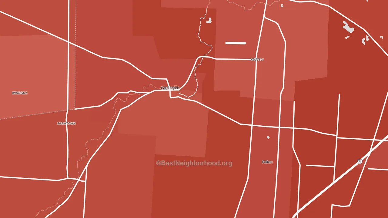 Cardington, OH block-group political-lean map