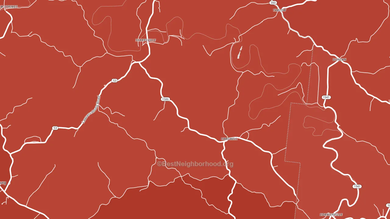 Cardwell, KY block-group political-lean map