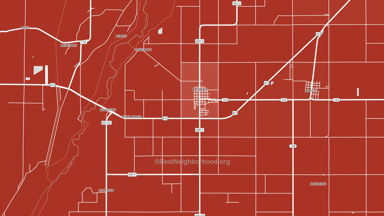 Cardwell, MO block-group political-lean map