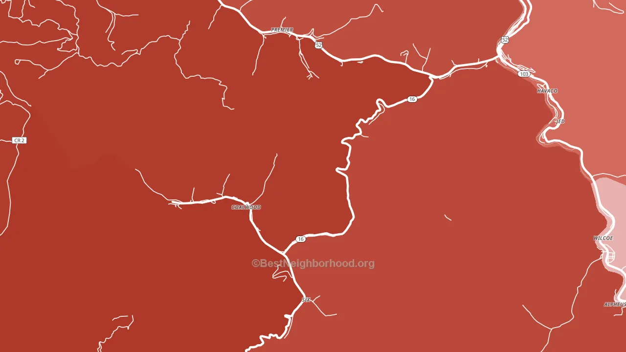 Caretta, WV block-group political-lean map